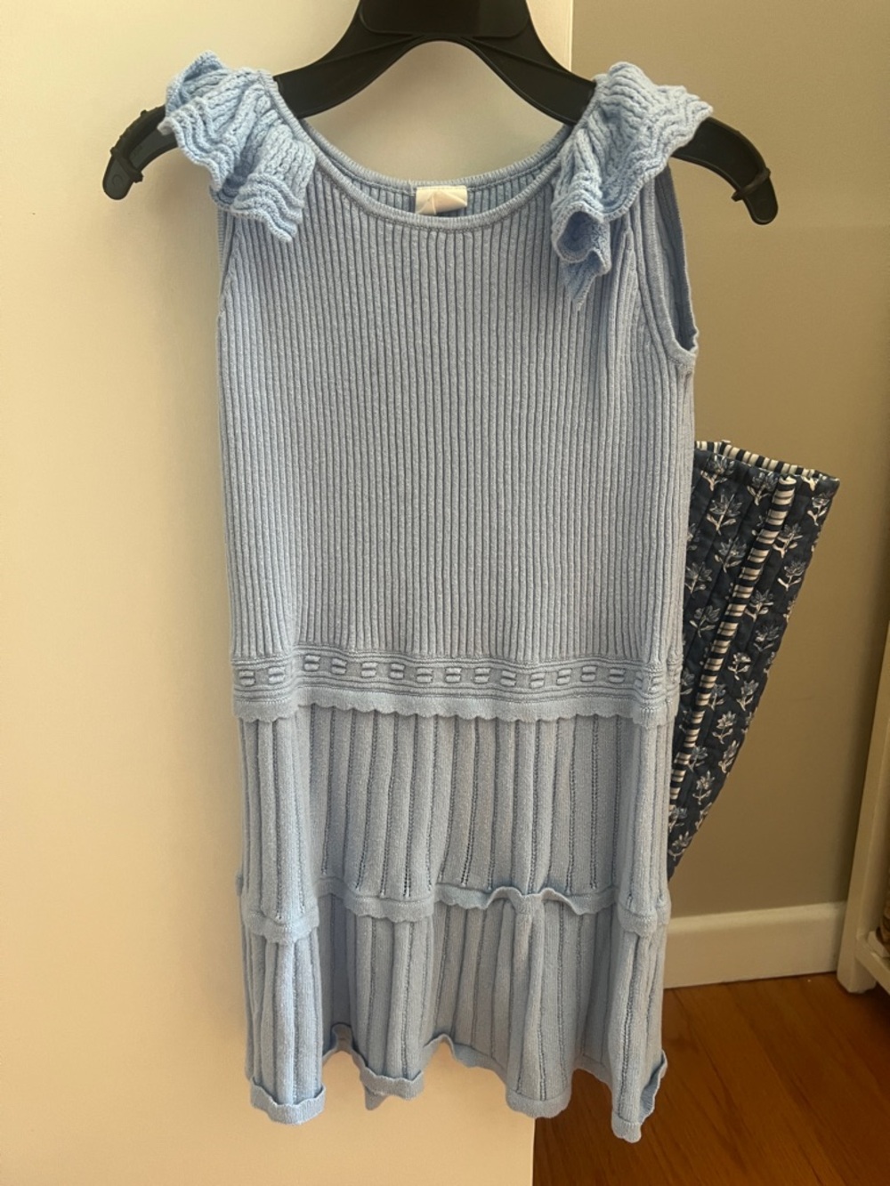 Gap Girls' Light Blue Ruffle Shoulder Knit Dress